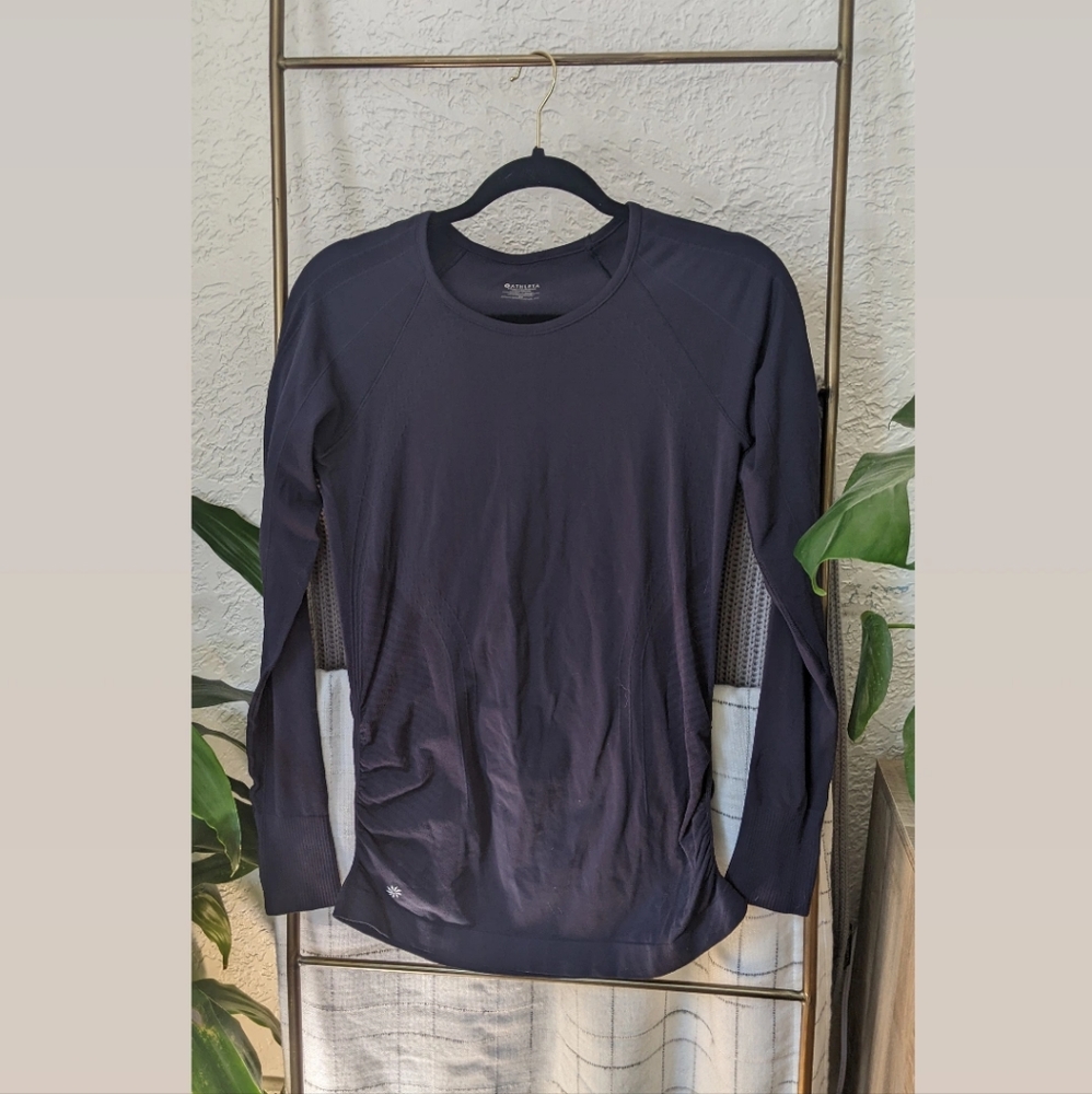 Athleta Navy Long Sleeve Workout Top Size Medium